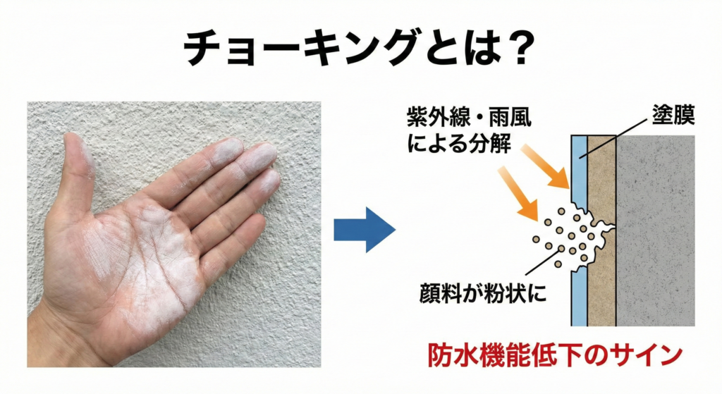 外壁を触ると白い粉？増えているチョーキング現象と対処法_長沼塗装01