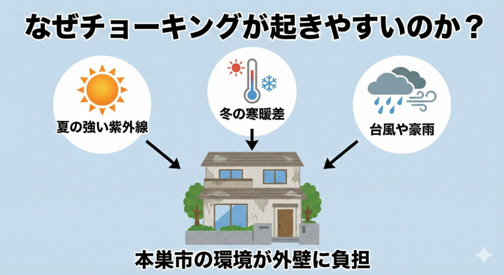 外壁を触ると白い粉？増えているチョーキング現象と対処法_長沼塗装02