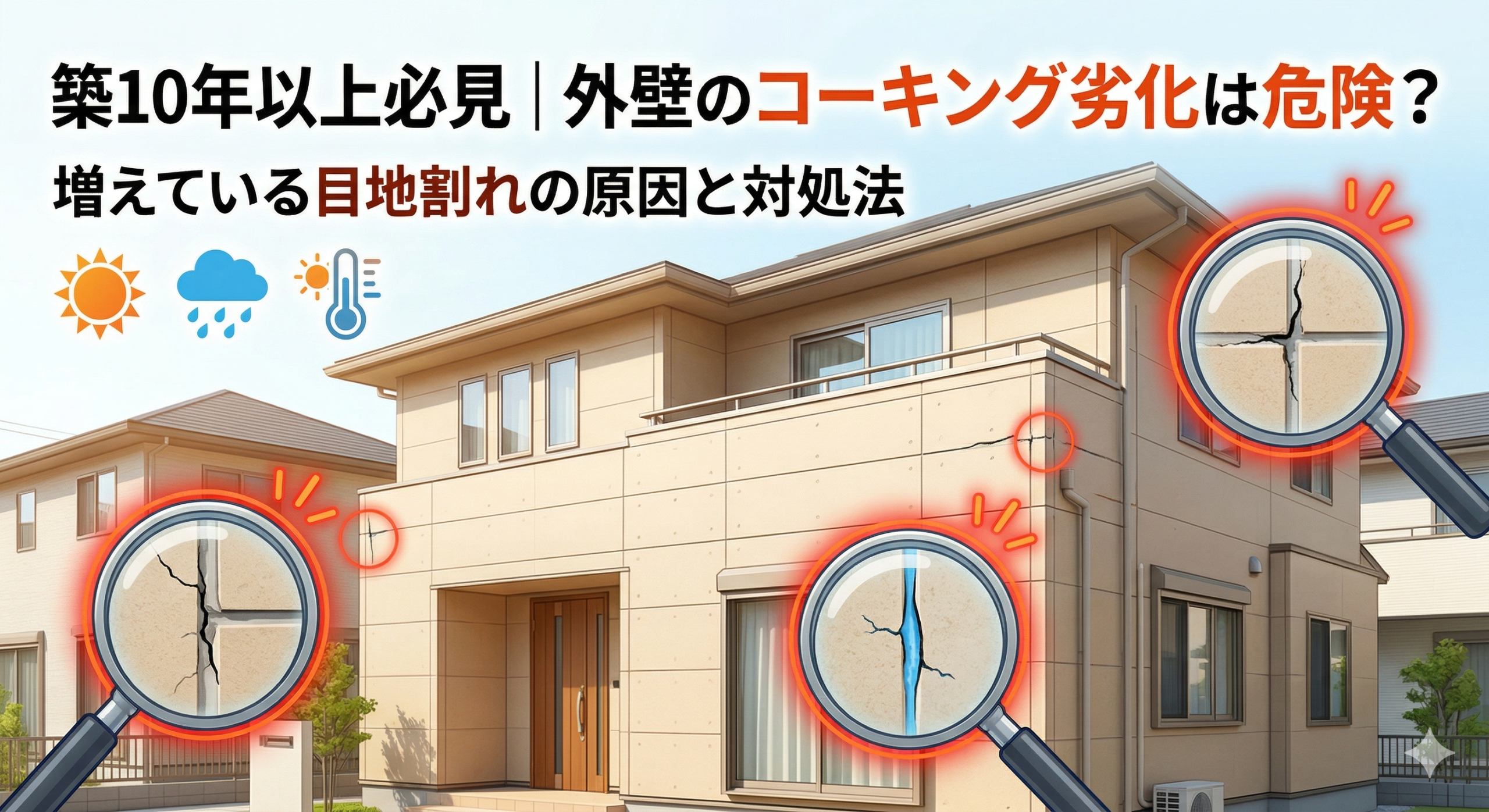 築10年以上必見｜外壁のコーキング劣化は危険？増えている目地割れの原因と対処法